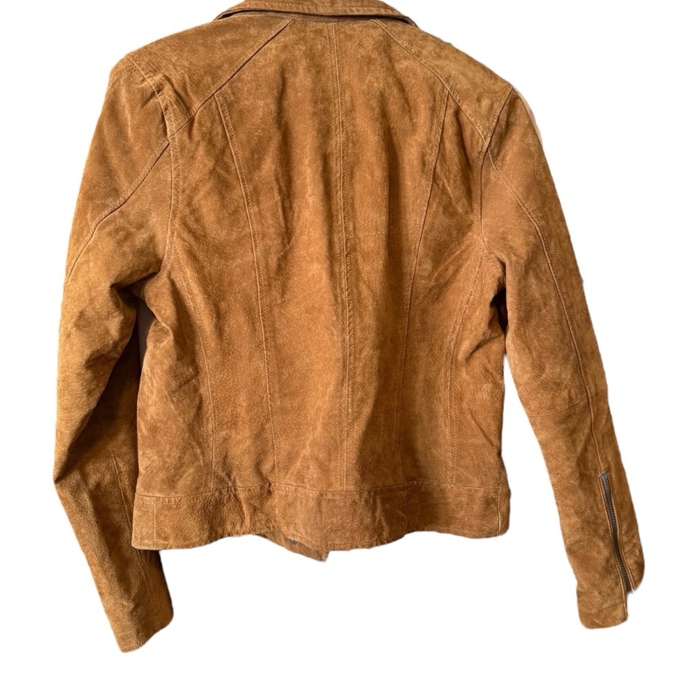 BLANKNYC Suede Moto Jacket Cognac Brown Leather Cropped Biker Medium - Picture 3 of 11
